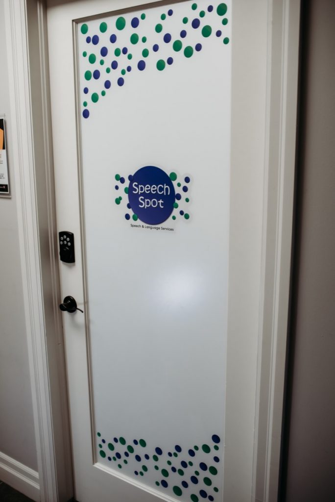 Front door & sign of the Speech Spot, language therapy in London Ontario